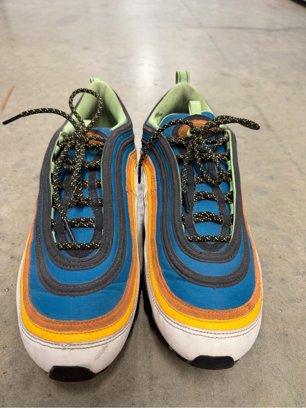 Nike air max 97 Mens Wave-Striped Sneakers - Blue/Orange/Yellow/Green